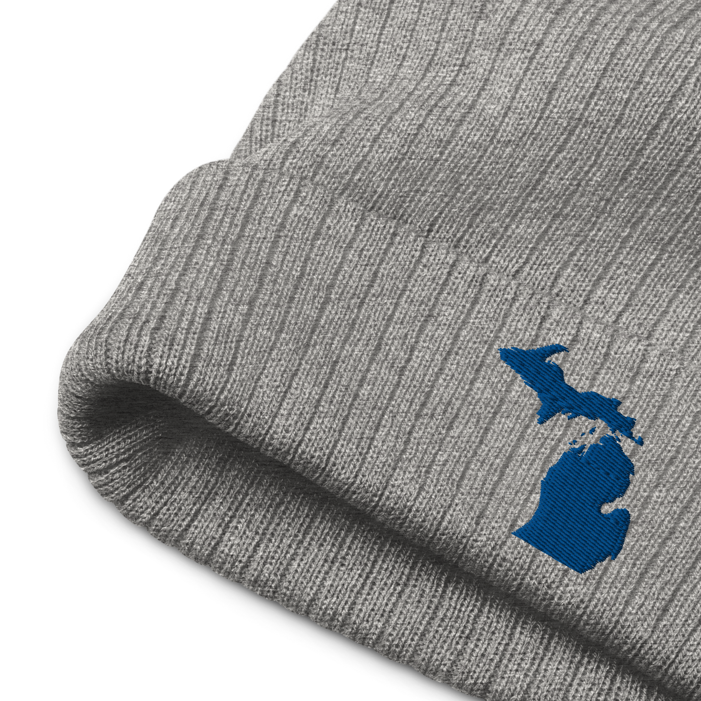 Michigan Ribbed Beanie | Blue Outline