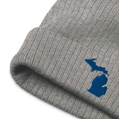 Michigan Ribbed Beanie | Blue Outline