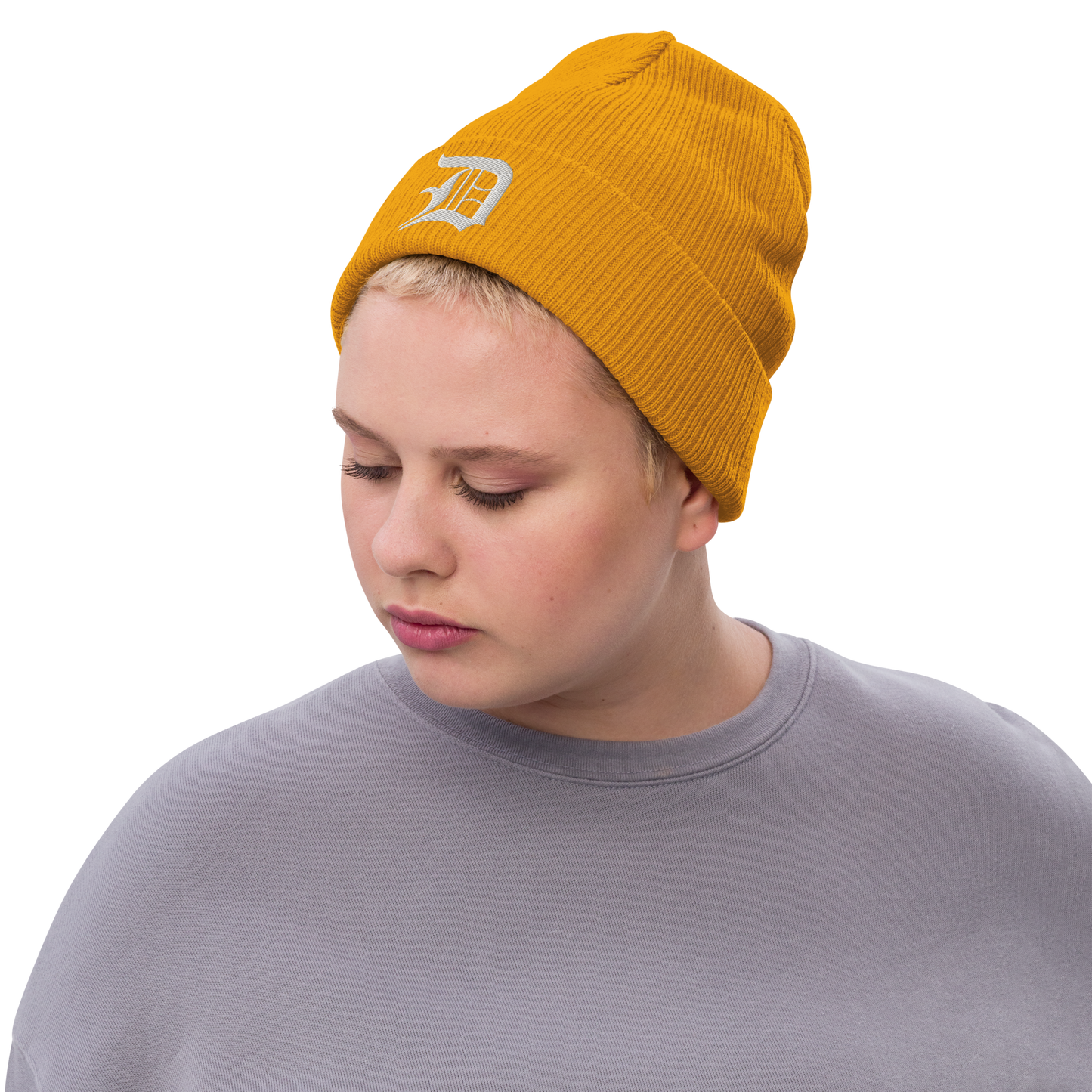 Detroit 'Old English D' Ribbed Beanie