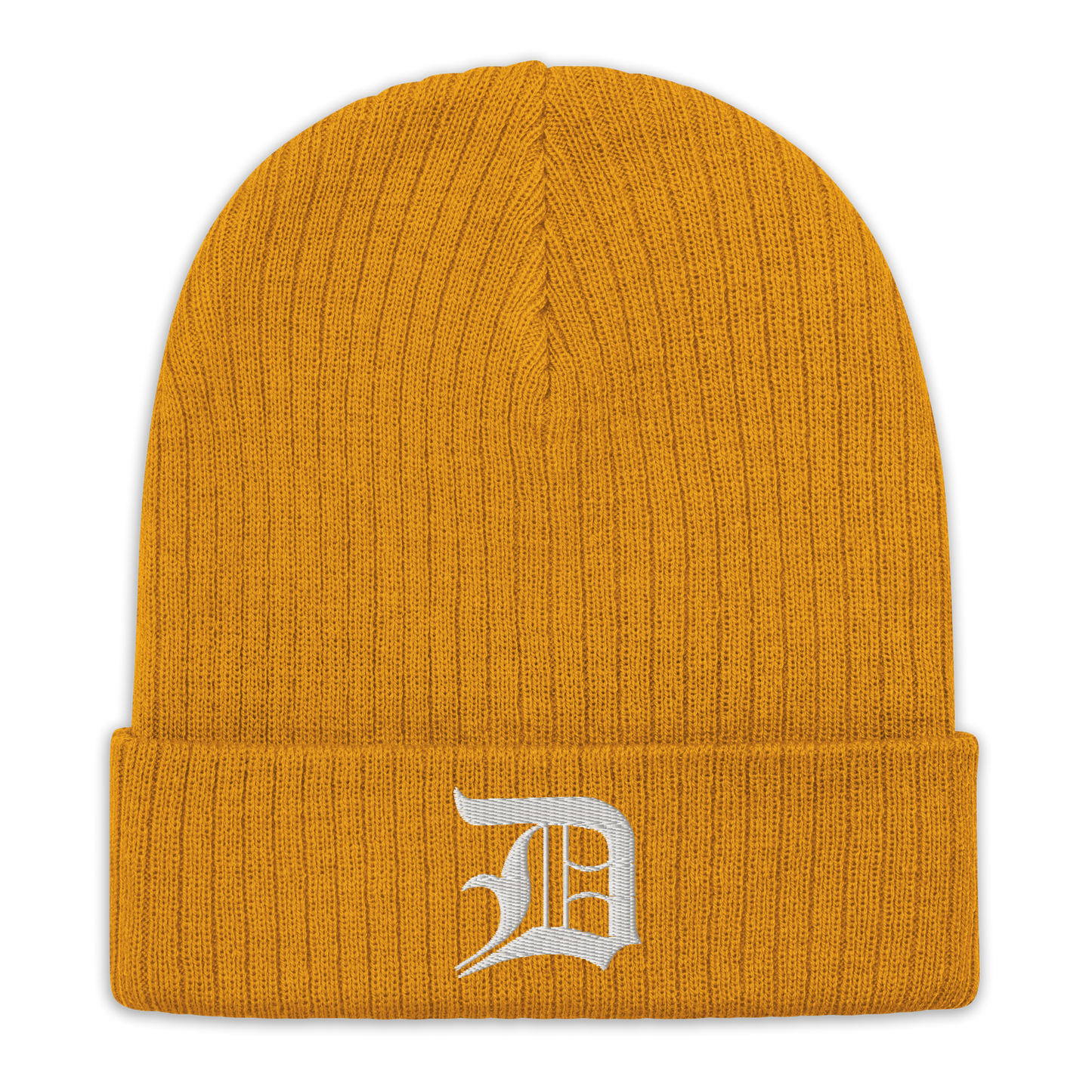 Detroit 'Old English D' Ribbed Beanie