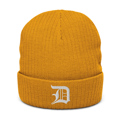 Detroit 'Old English D' Ribbed Beanie