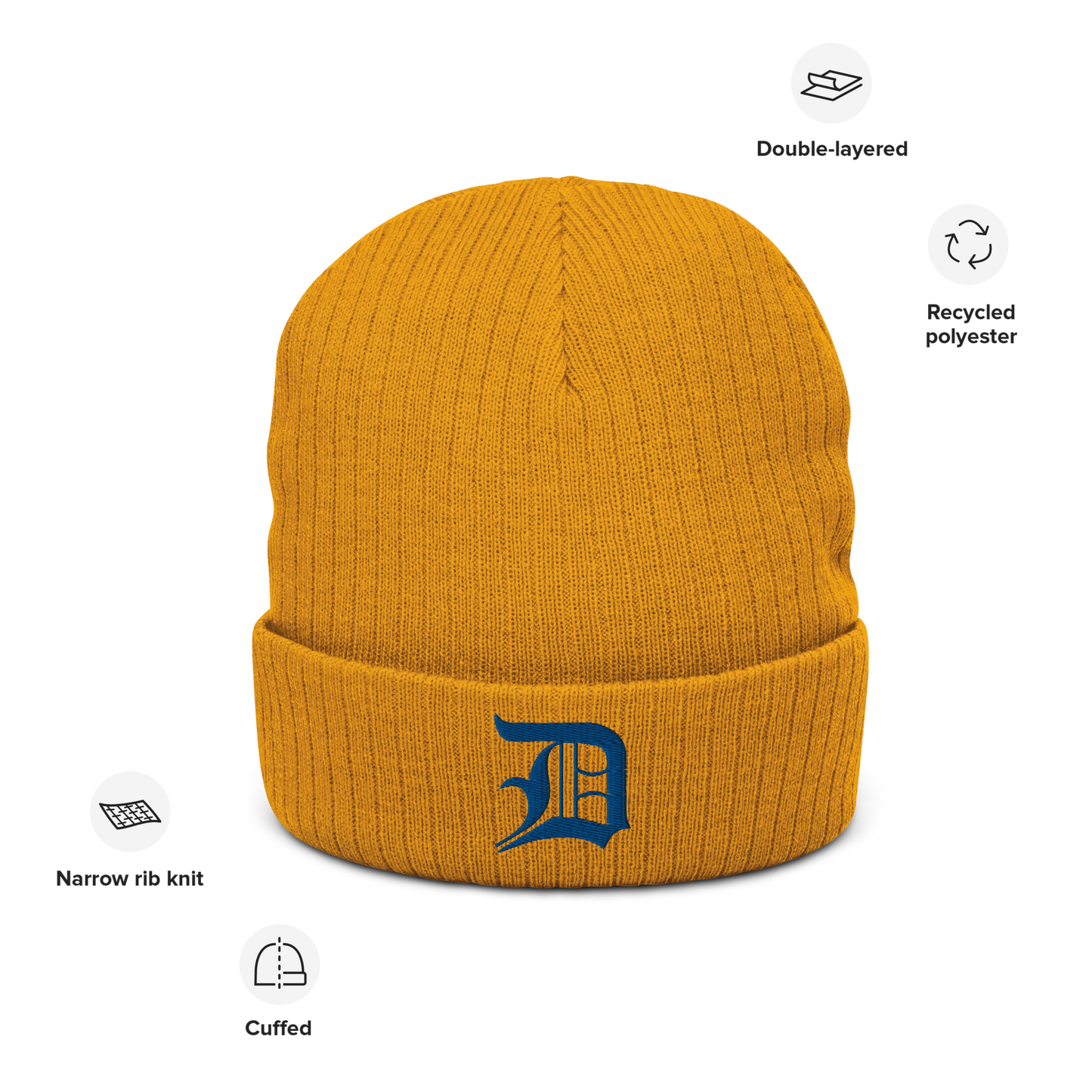 Detroit 'Old English D' Ribbed Beanie (Royal Blue)