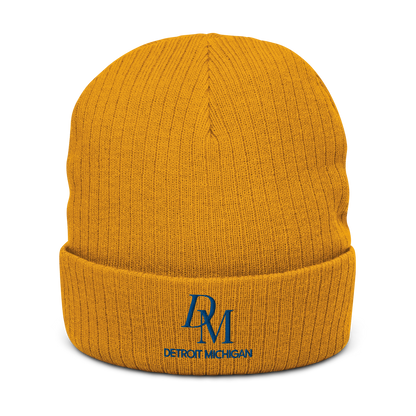 'DM Detroit Michigan' Ribbed Beanie (Royal Blue)