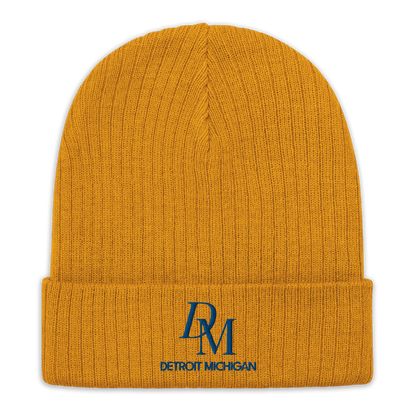 'DM Detroit Michigan' Ribbed Beanie (Royal Blue)