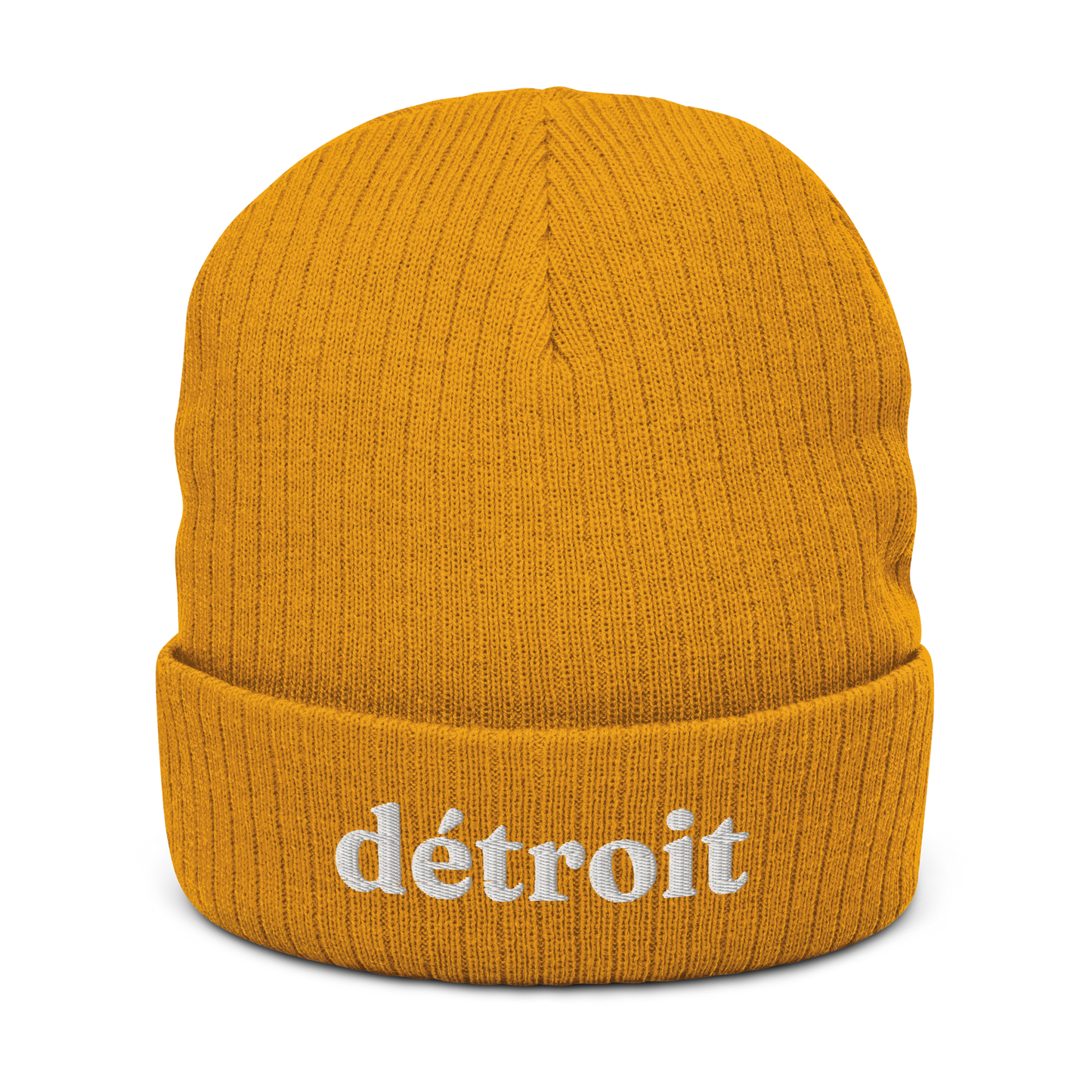 'Détroit' Ribbed Beanie (70s Serif Font)