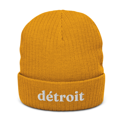 'Détroit' Ribbed Beanie (70s Serif Font)