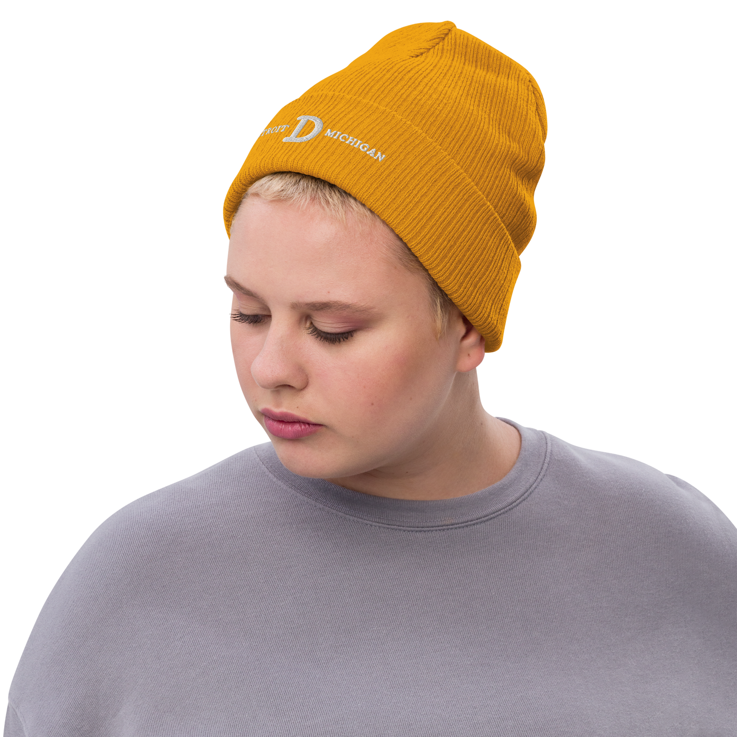 'Detroit Michigan' Ribbed Beanie (w/ Old French D)