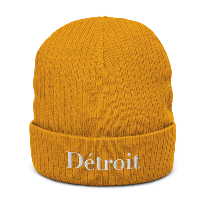 'Détroit' Ribbed Knit Beanie (Didone Font)