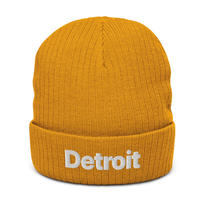 'Detroit' Ribbed Beanie (Small SUV Font)