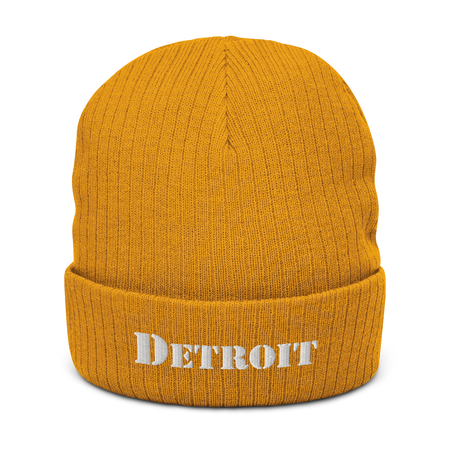 'Detroit' Ribbed Beanie (Army Font)