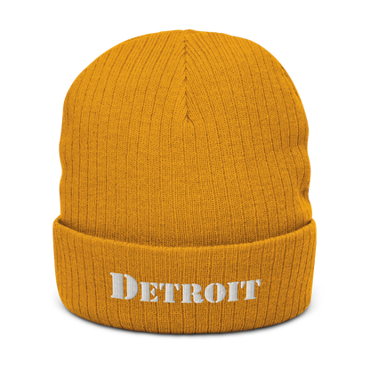 'Detroit' Ribbed Beanie (Army Font)