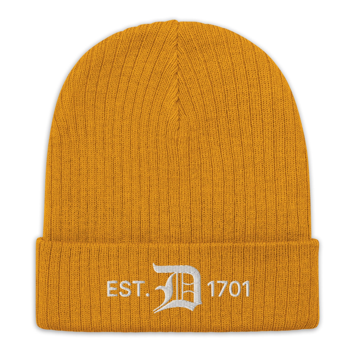 Detroit 'EST. 1701' Ribbed Beanie (w/ Old English 'D')