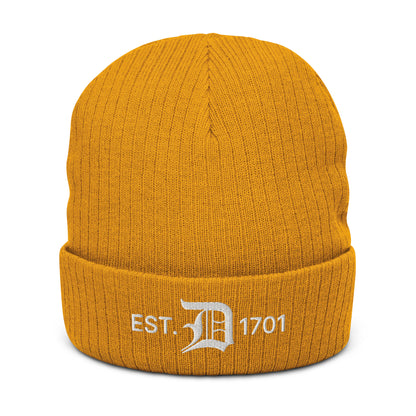 Detroit 'EST. 1701' Ribbed Beanie (w/ Old English 'D')