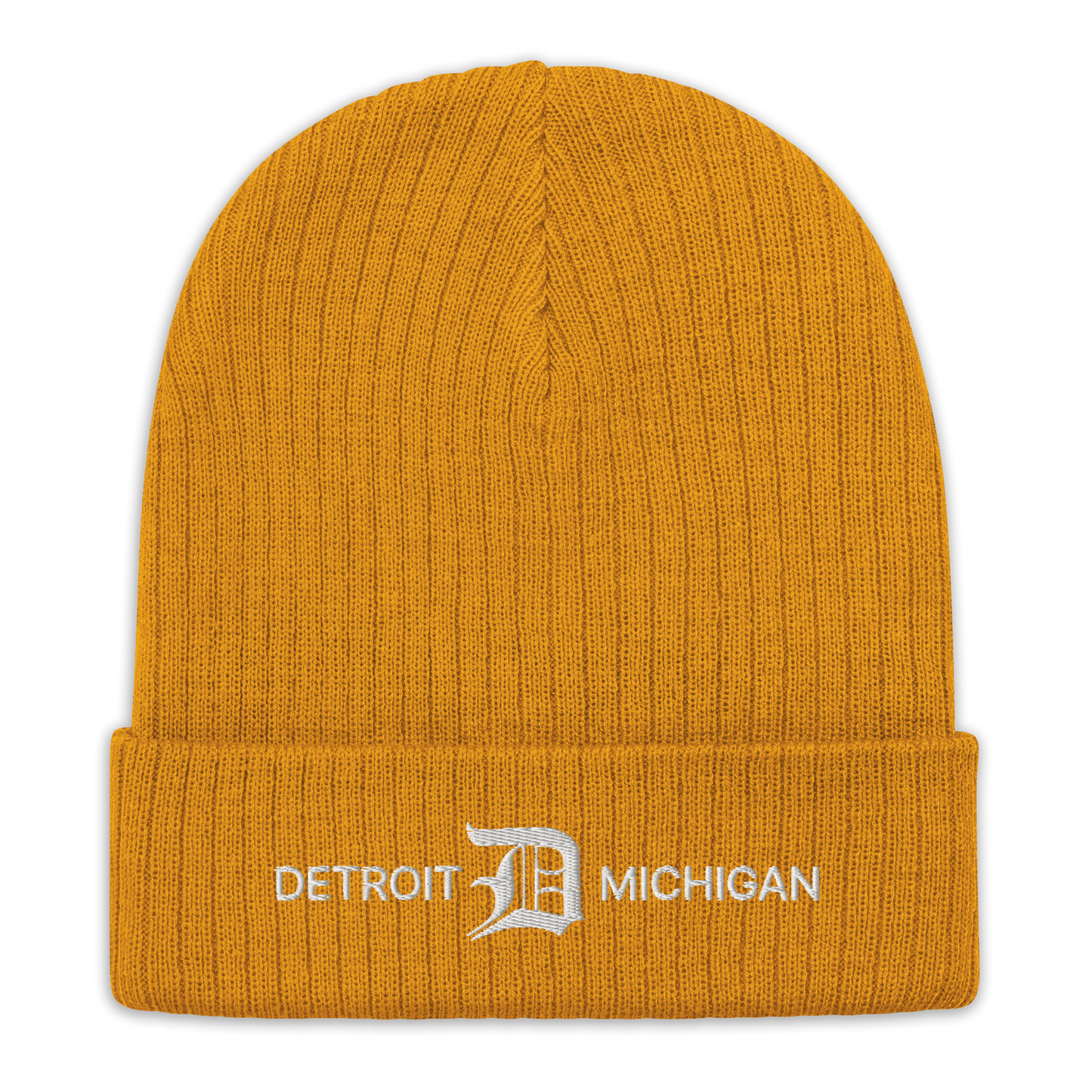 'Detroit Michigan' Ribbed Beanie (w/ Old English 'D')