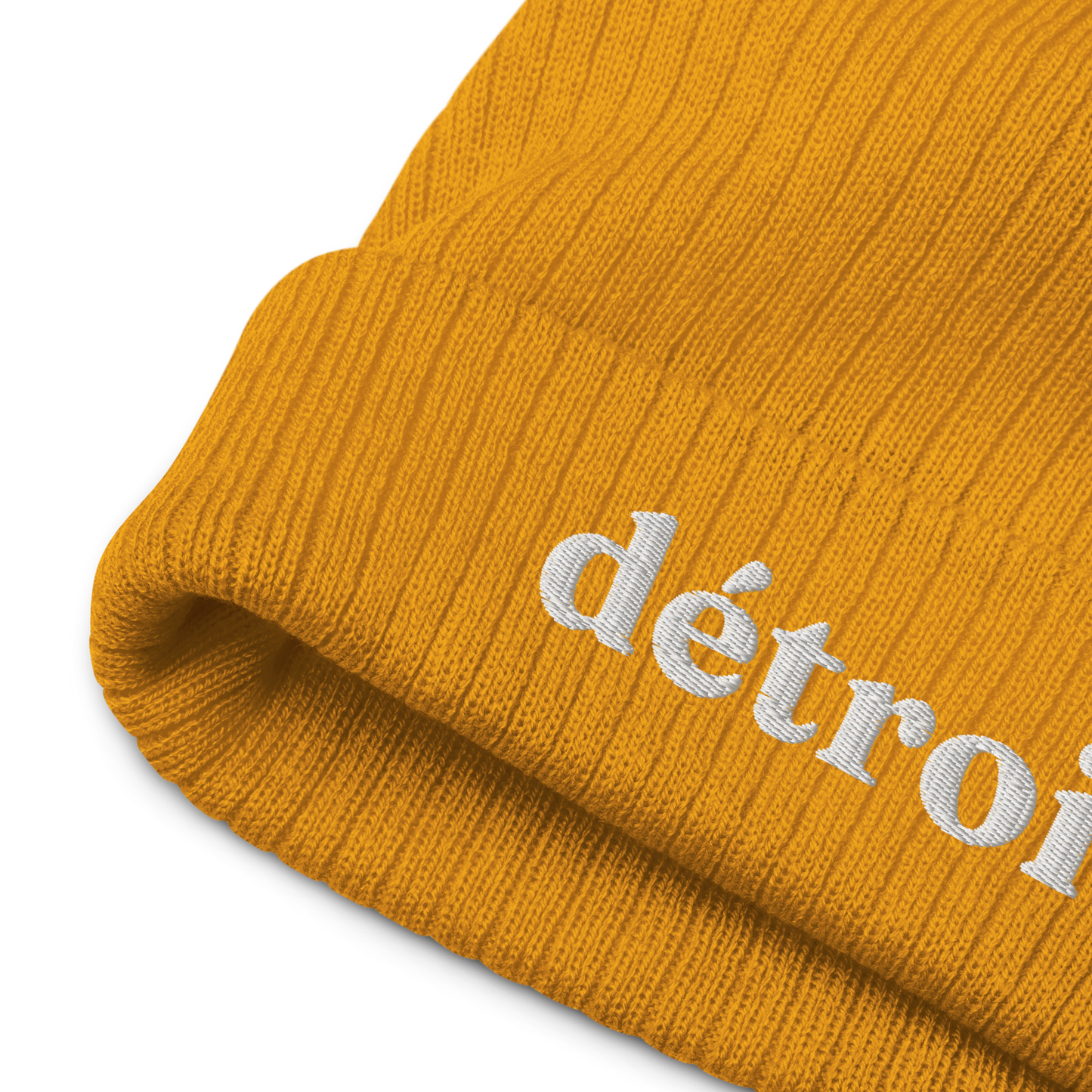 'Détroit' Ribbed Beanie (70s Serif Font)