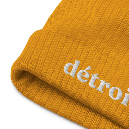 'Détroit' Ribbed Beanie (70s Serif Font)