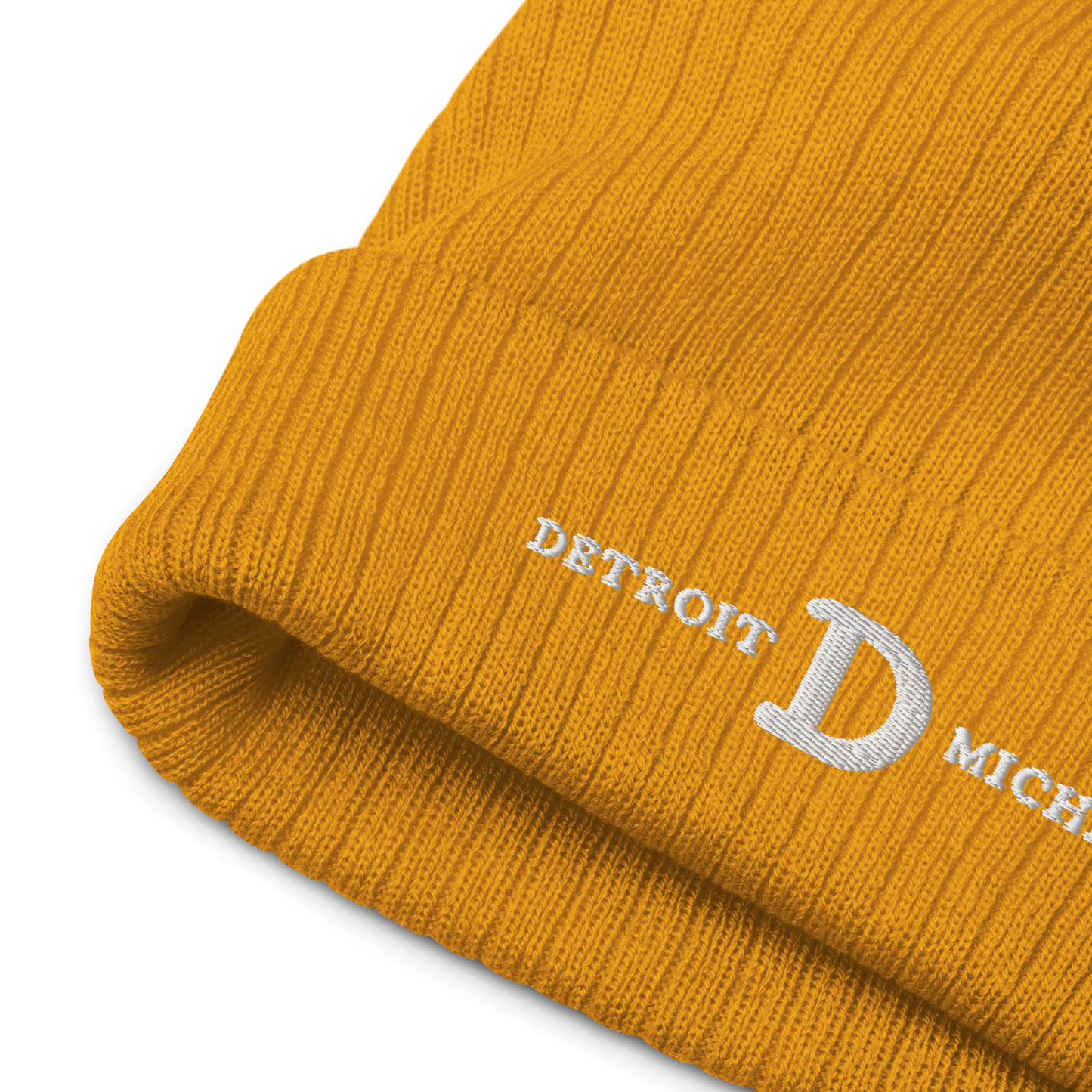 'Detroit Michigan' Ribbed Beanie (w/ Old French D)