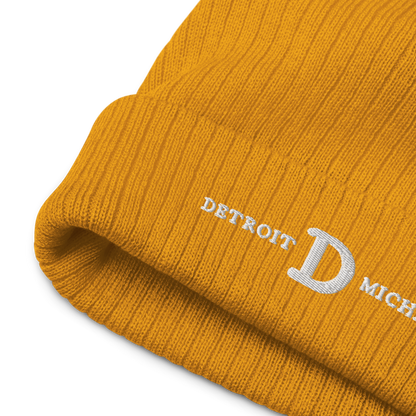 'Detroit Michigan' Ribbed Beanie (w/ Old French D)