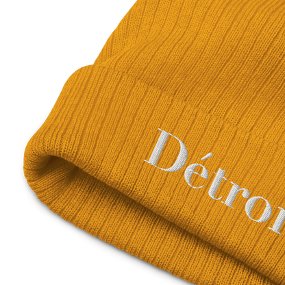 'Détroit' Ribbed Knit Beanie (Didone Font)