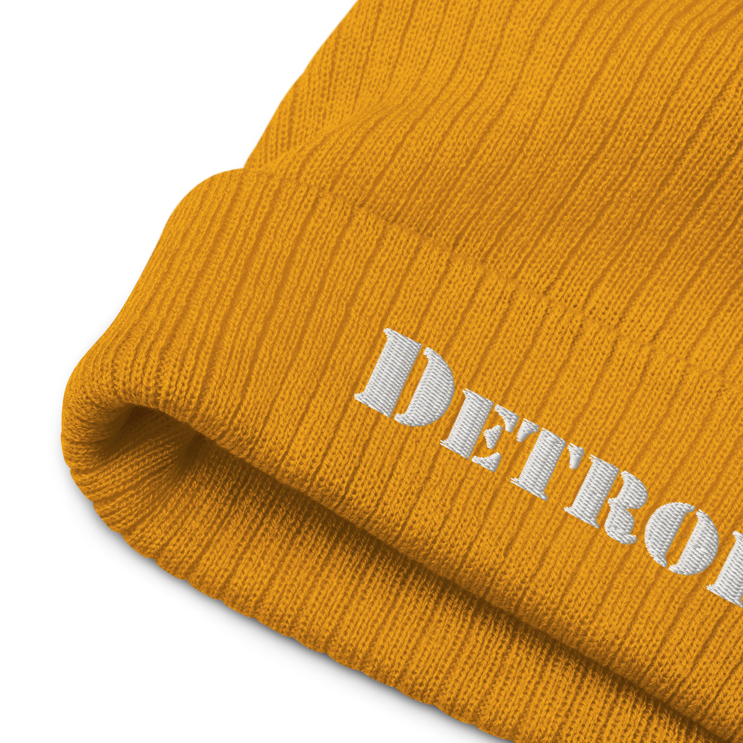 'Detroit' Ribbed Beanie (Army Font)