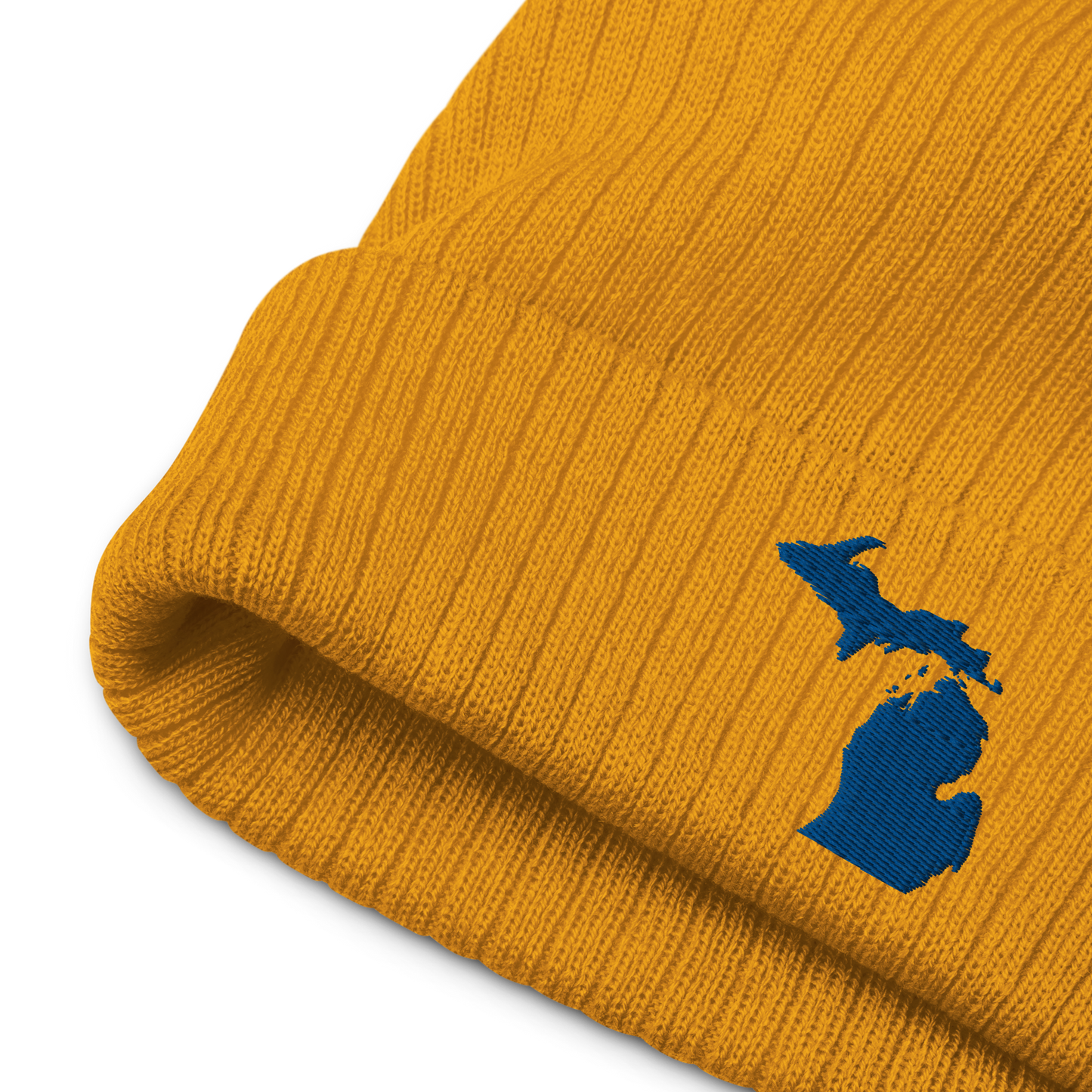 Michigan Ribbed Beanie | Blue Outline