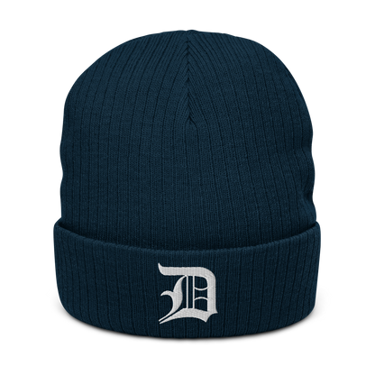 Detroit 'Old English D' Ribbed Beanie