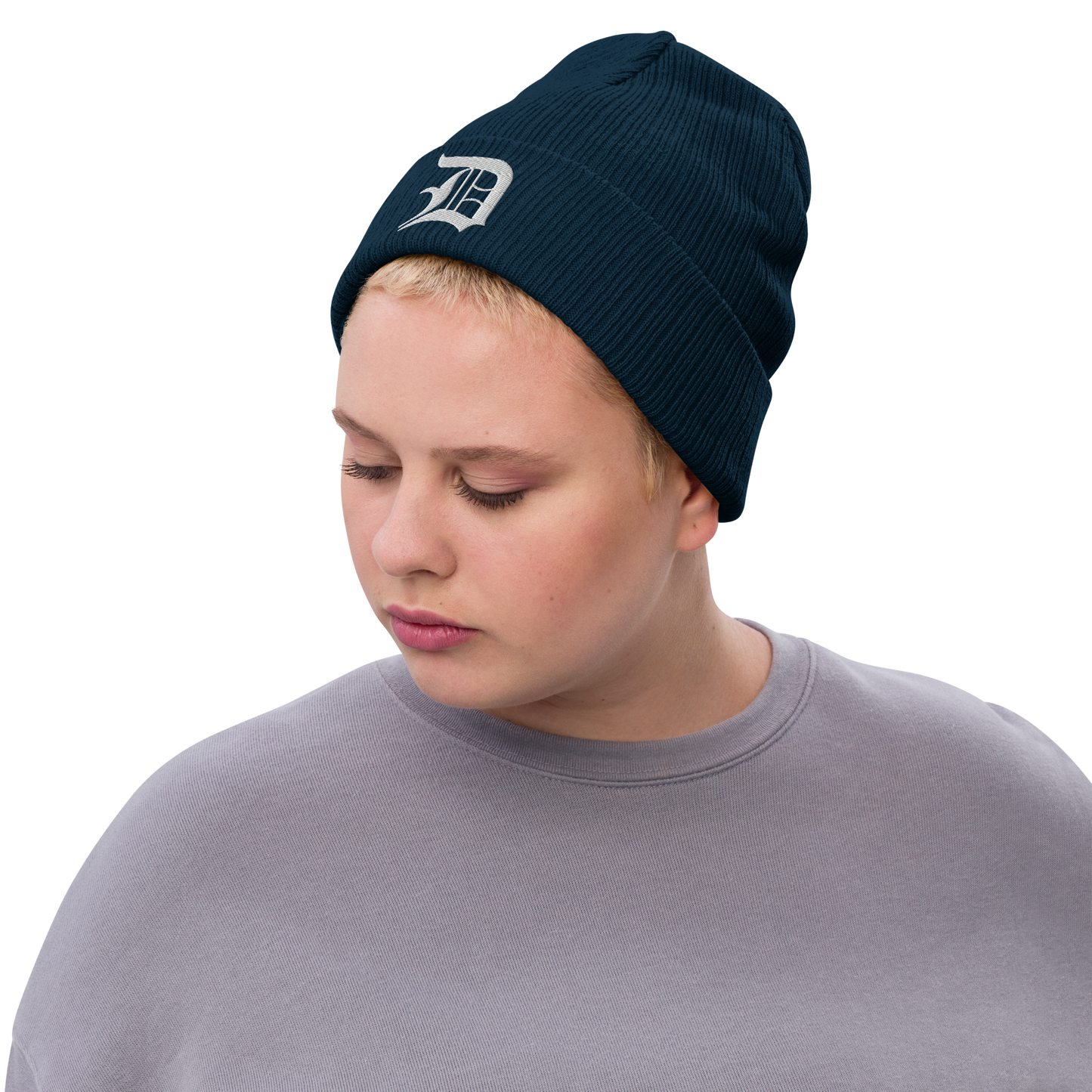 Detroit 'Old English D' Ribbed Beanie