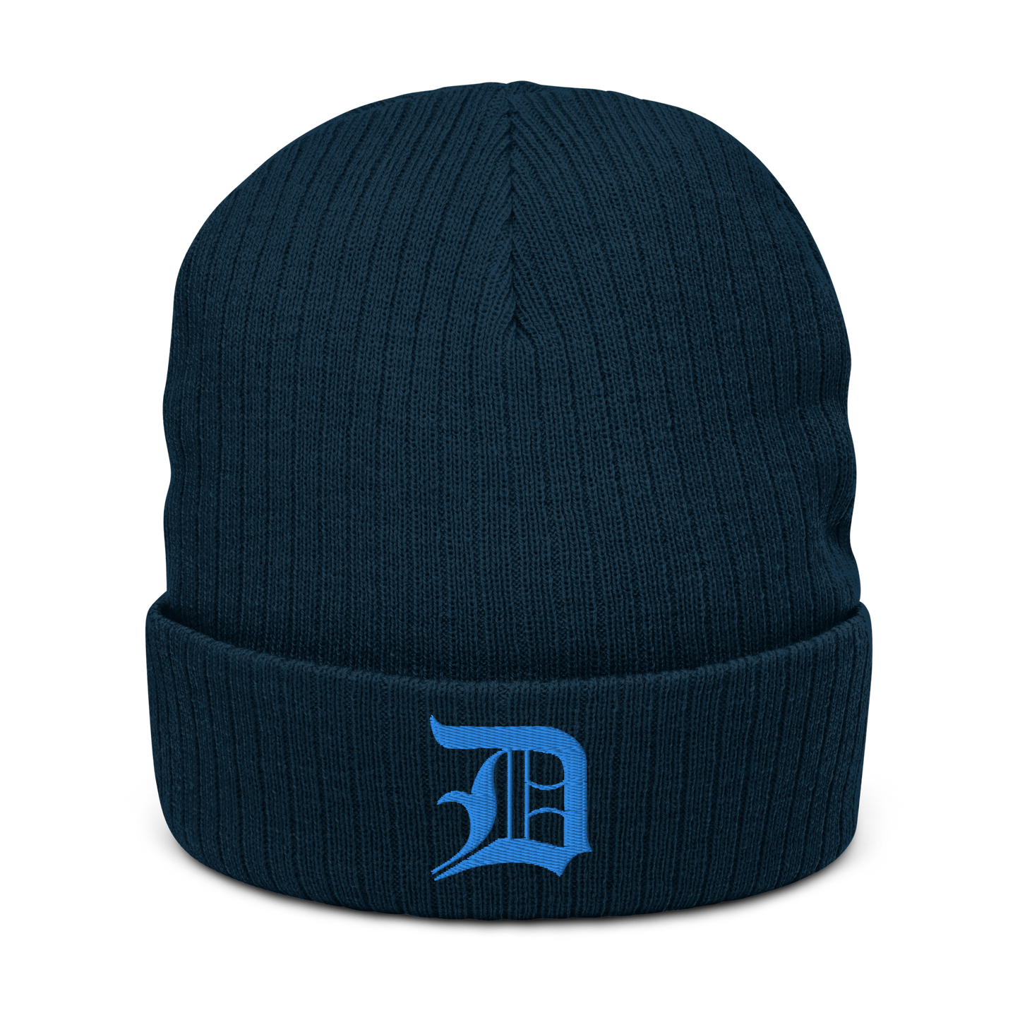 Detroit 'Old English D' Ribbed Beanie (Azure)