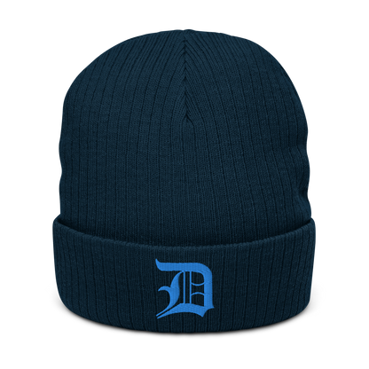 Detroit 'Old English D' Ribbed Beanie (Azure)