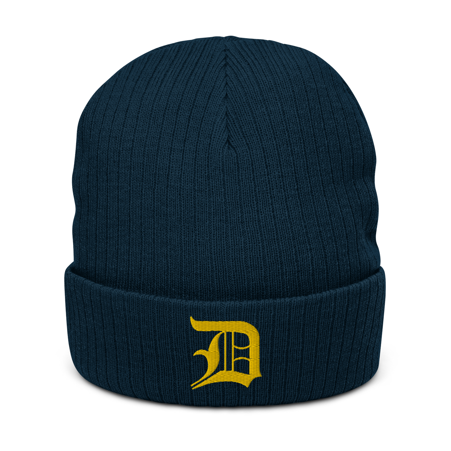 Detroit 'Old English D' Ribbed Beanie (Gold)