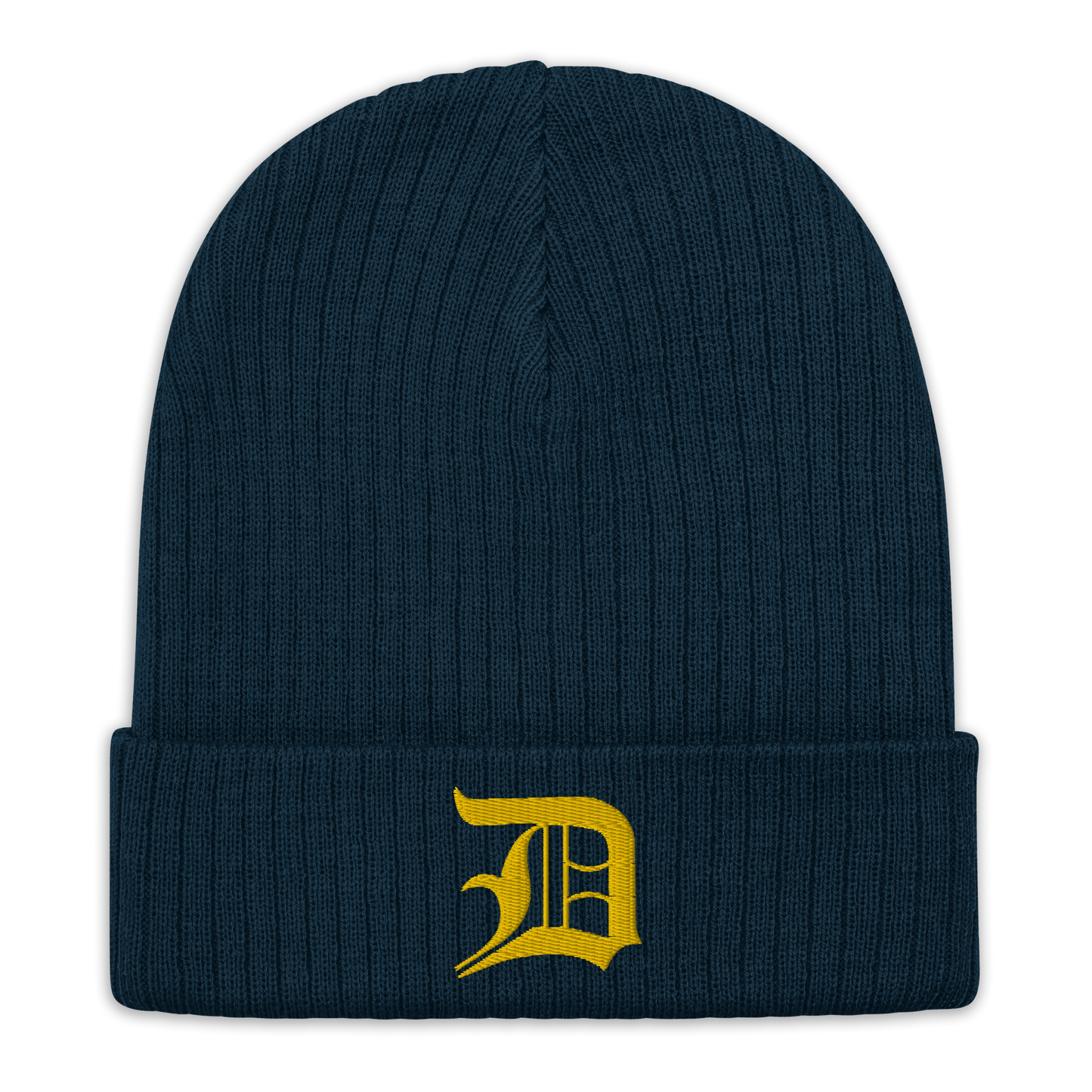 Detroit 'Old English D' Ribbed Beanie (Gold)