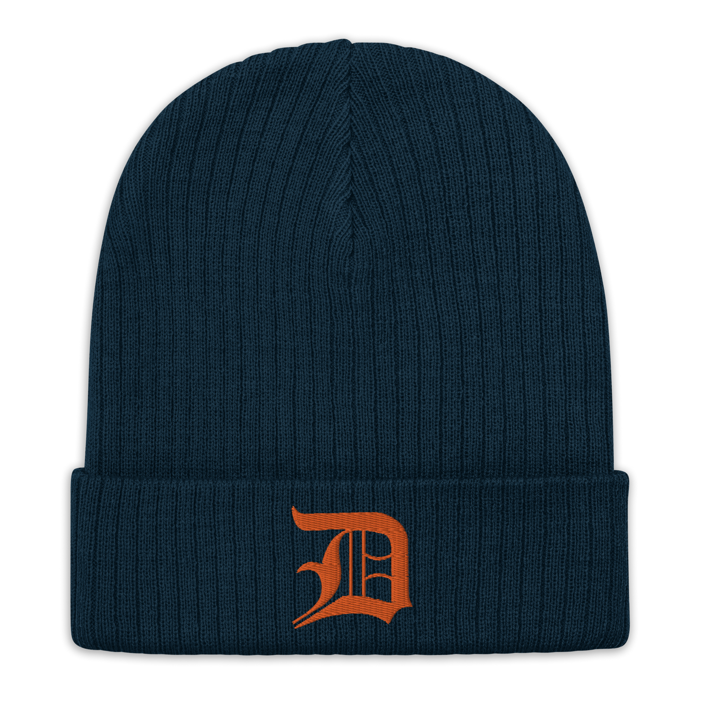 Detroit 'Old English D' Ribbed Beanie (Orange)