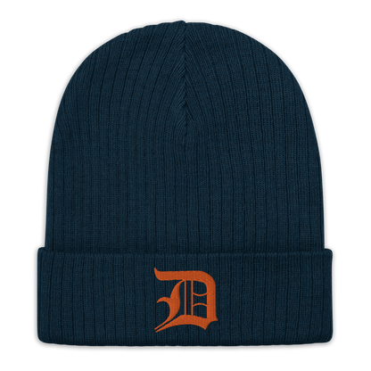 Detroit 'Old English D' Ribbed Beanie (Orange)