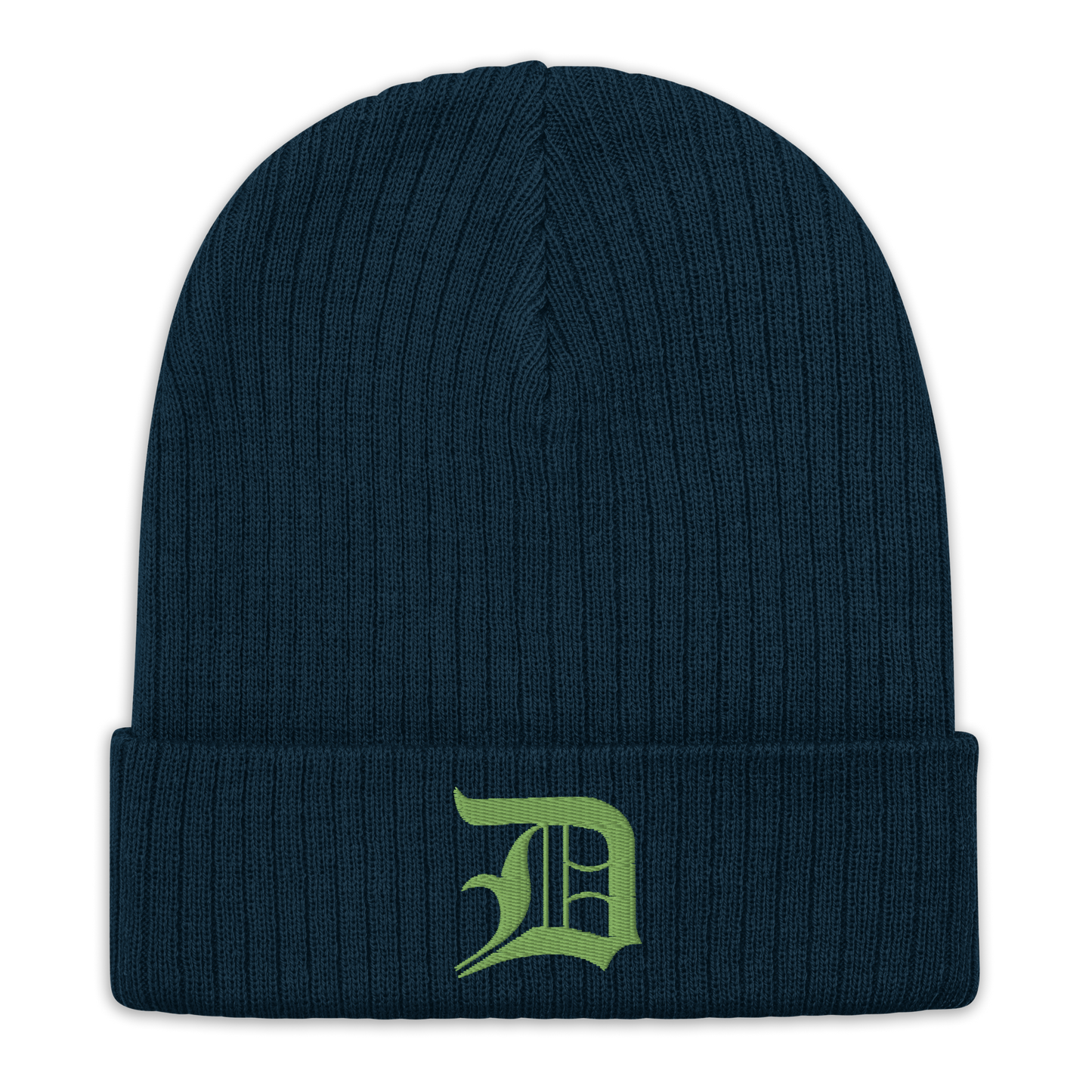 Detroit 'Old English D' Ribbed Beanie (Green)