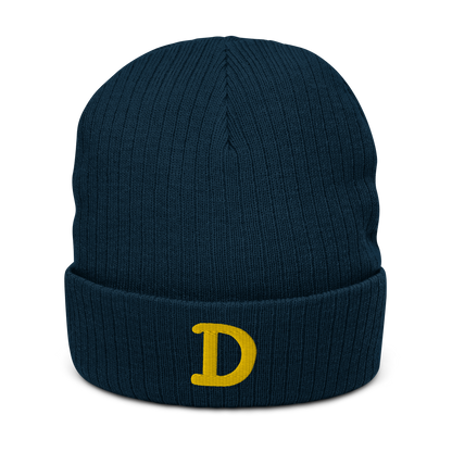 Detroit 'Old French D' Ribbed Beanie (Gold)