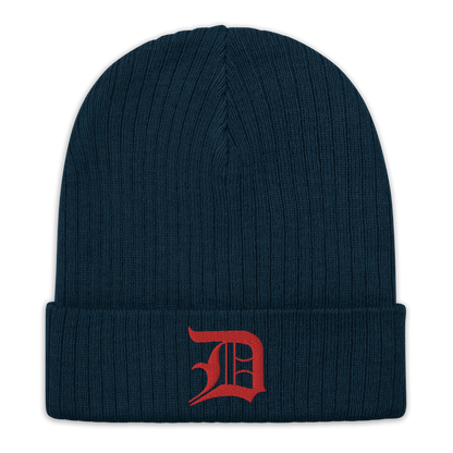 Detroit 'Old English D' Ribbed Beanie (Red)