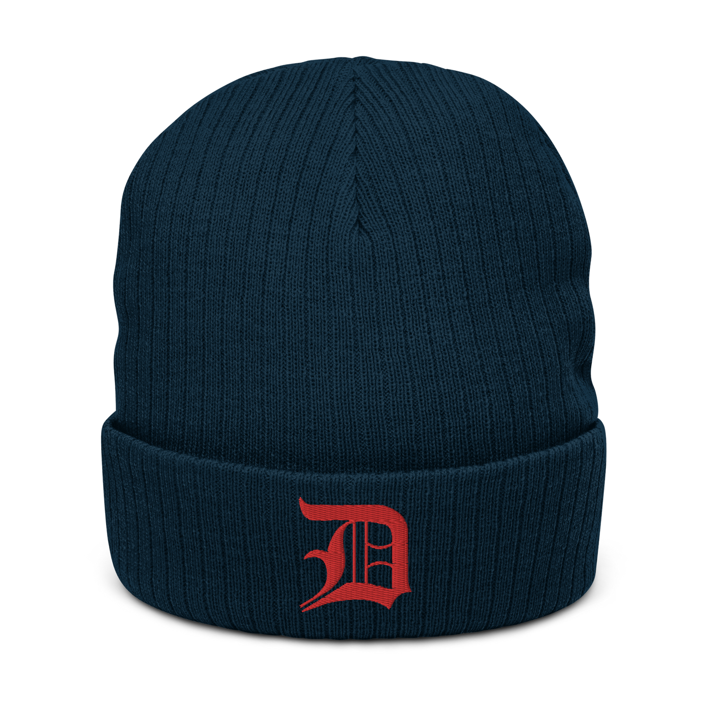 Detroit 'Old English D' Ribbed Beanie (Red)