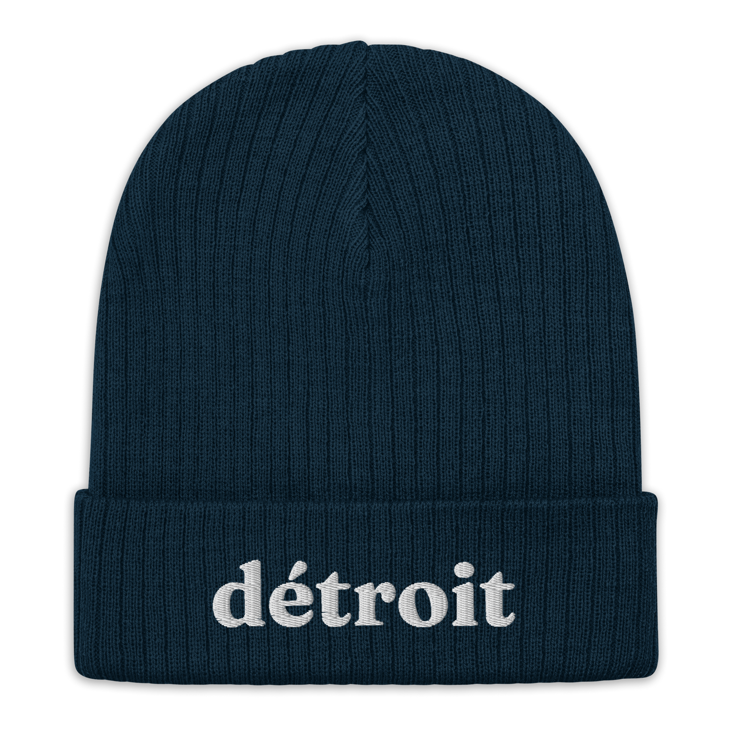 'Détroit' Ribbed Beanie (70s Serif Font)