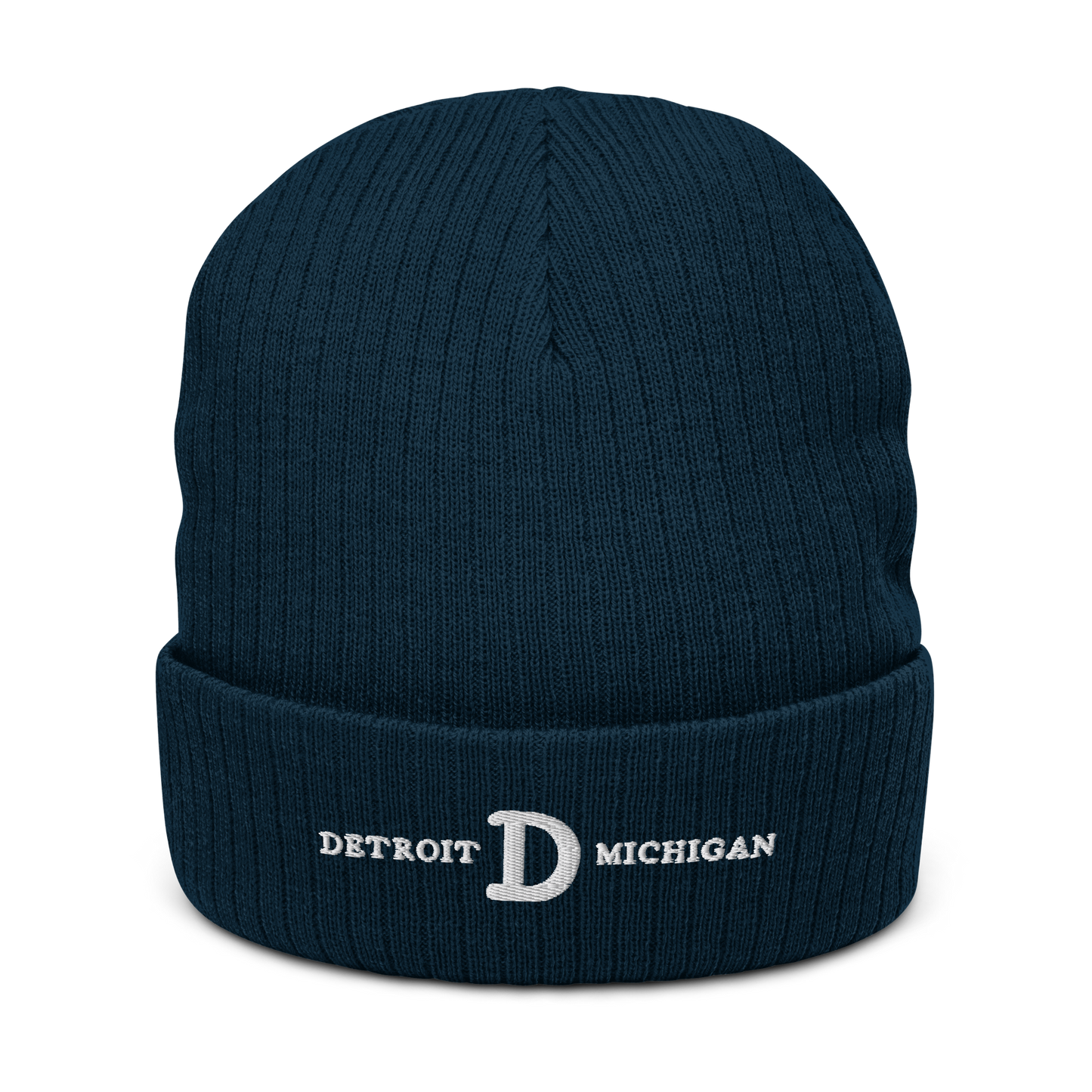 'Detroit Michigan' Ribbed Beanie (w/ Old French D)