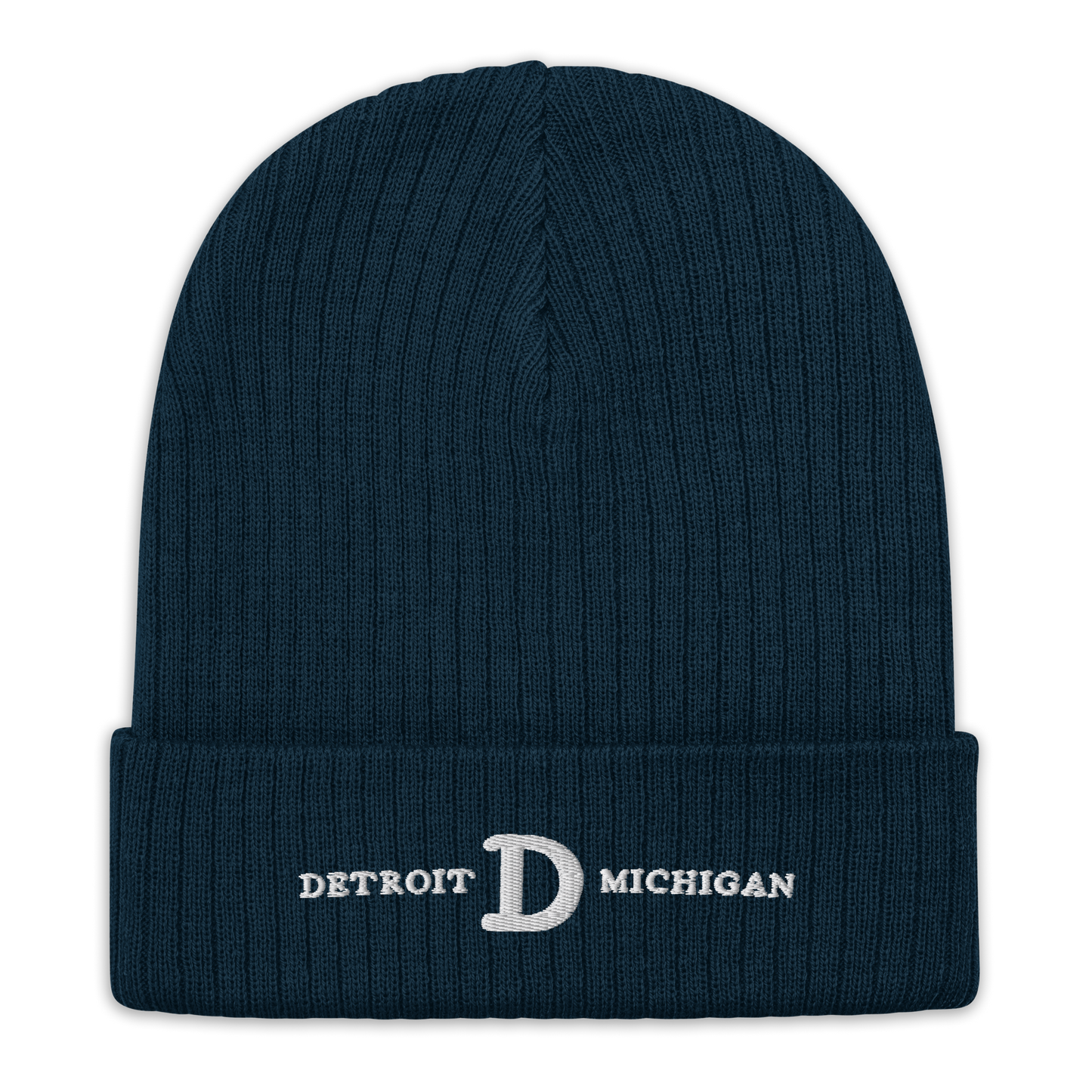 'Detroit Michigan' Ribbed Beanie (w/ Old French D)