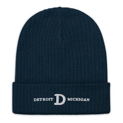 'Detroit Michigan' Ribbed Beanie (w/ Old French D)