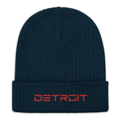 'Detroit' Ribbed Beanie (Electric Font) | Red