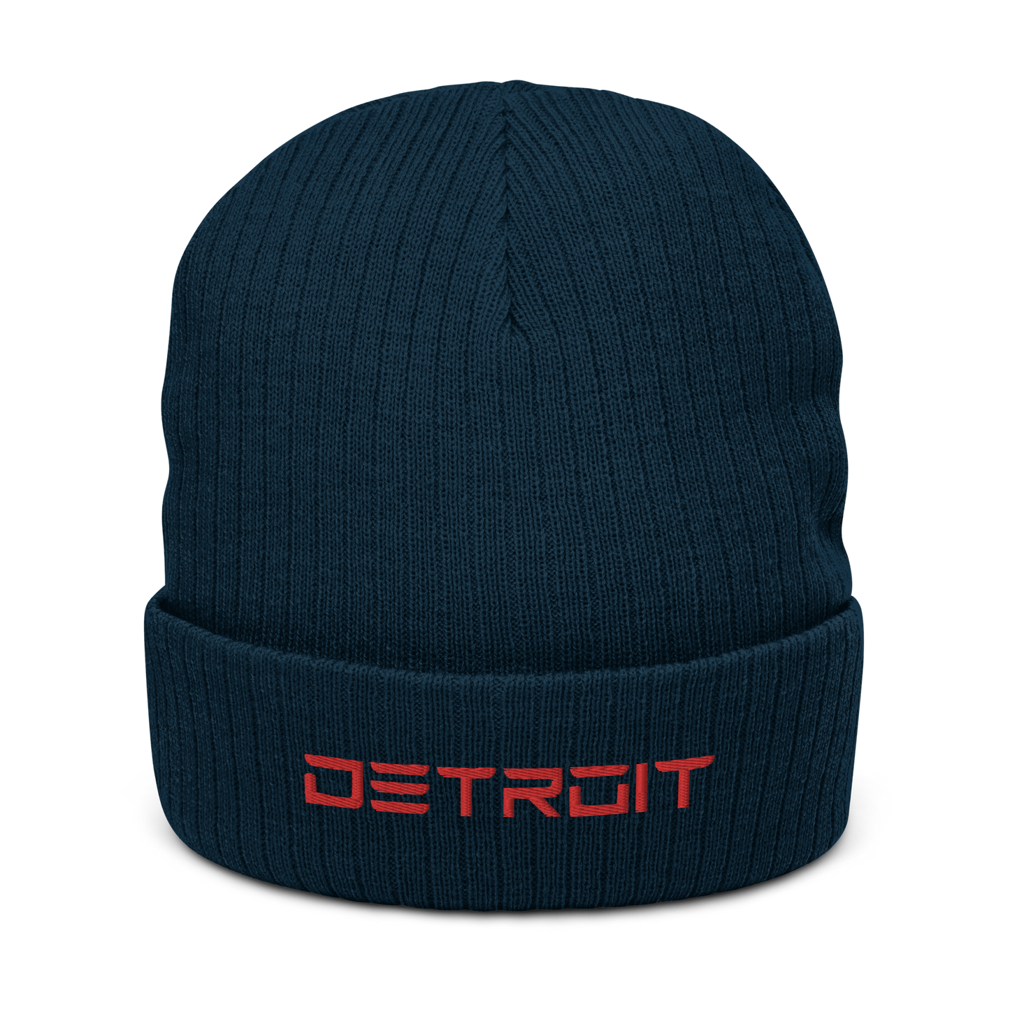 'Detroit' Ribbed Beanie (Electric Font) | Red