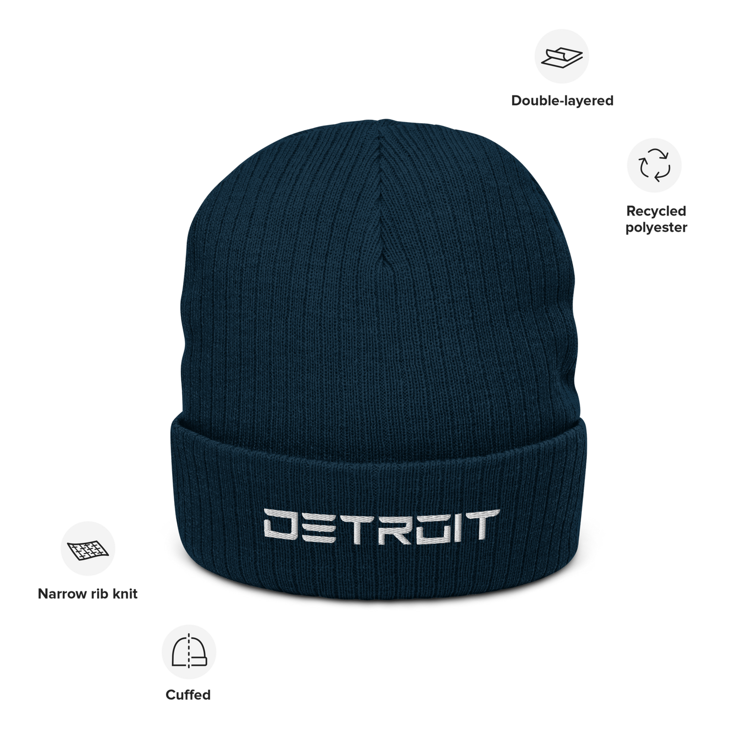 'Detroit' Ribbed Beanie (Electric Font)