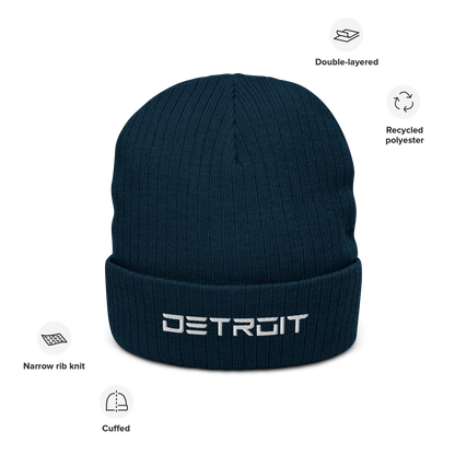 'Detroit' Ribbed Beanie (Electric Font)