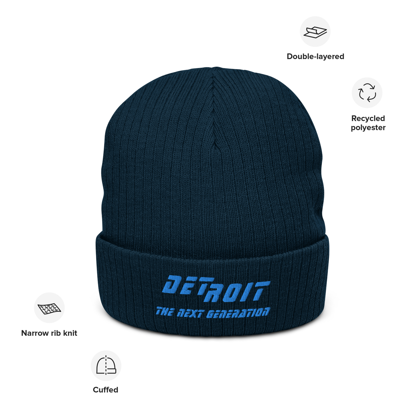 'Detroit The Next Generation' Ribbed Beanie (80s SciFi Parody)