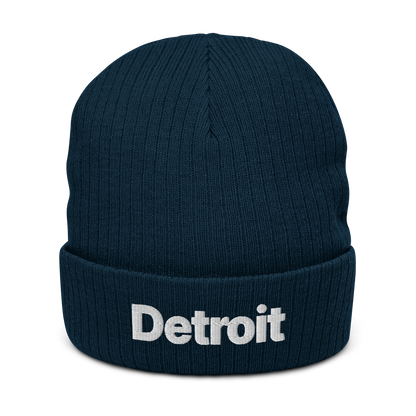 'Detroit' Ribbed Beanie (Small SUV Font)