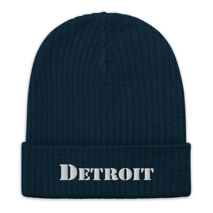 'Detroit' Ribbed Beanie (Army Font)