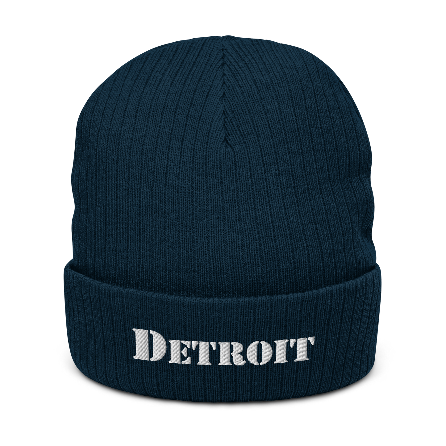 'Detroit' Ribbed Beanie (Army Font)