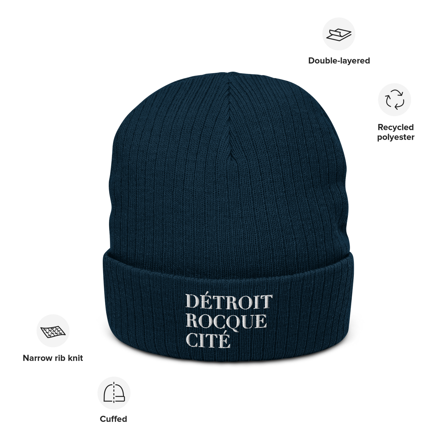 'Détroit Rocque Cité' Ribbed Beanie